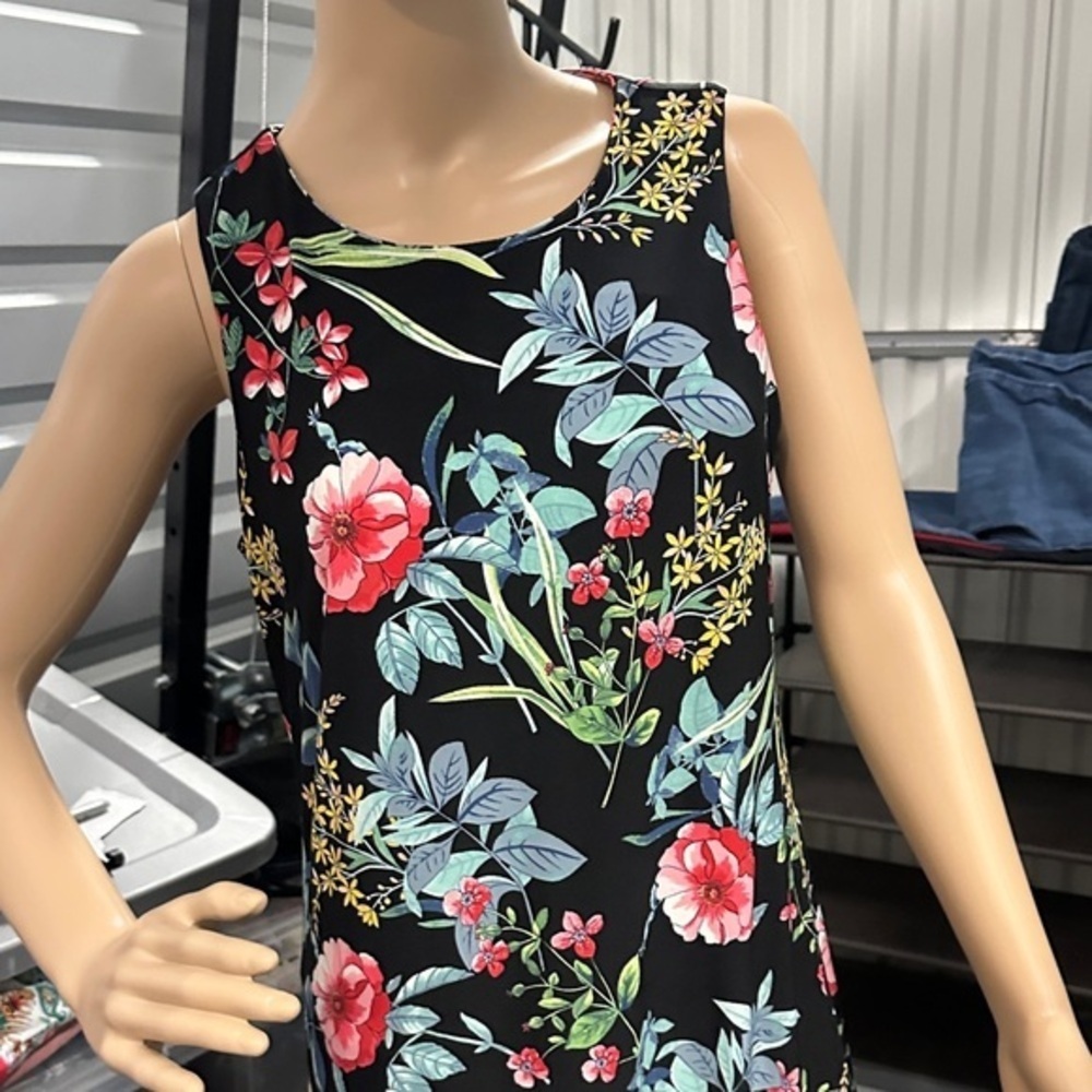 Tommy Hilfiger Women’s Black Short Sleeve Floral Midi Dress size 8